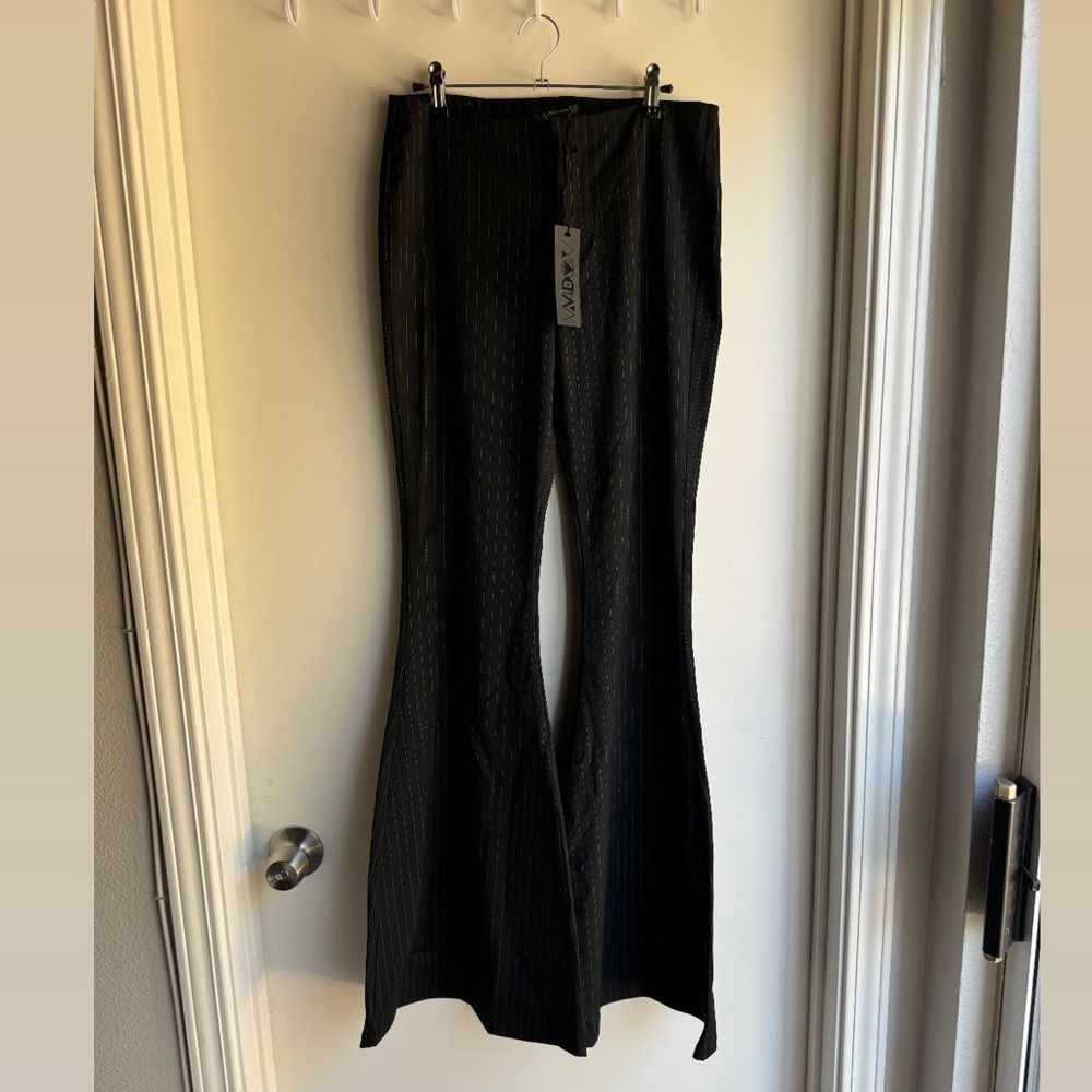 NWT Widow Pintripe Low Rise Flared Pants Corp Goth S